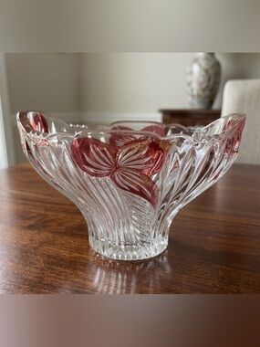 1960s Anna Hutte Oval Crystal Glass Decorative Bowl